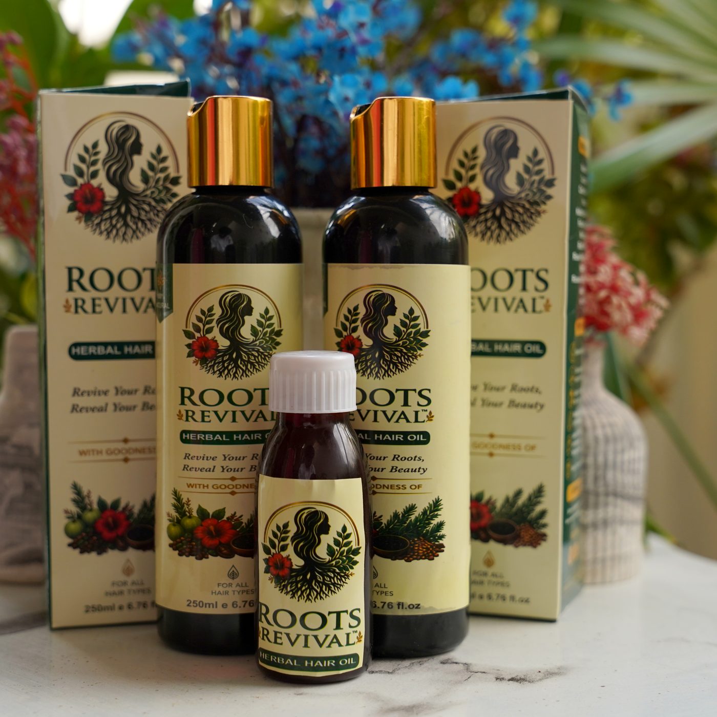 Roots Revival duo pack, two 250ml bottles with the free 60ml bottle